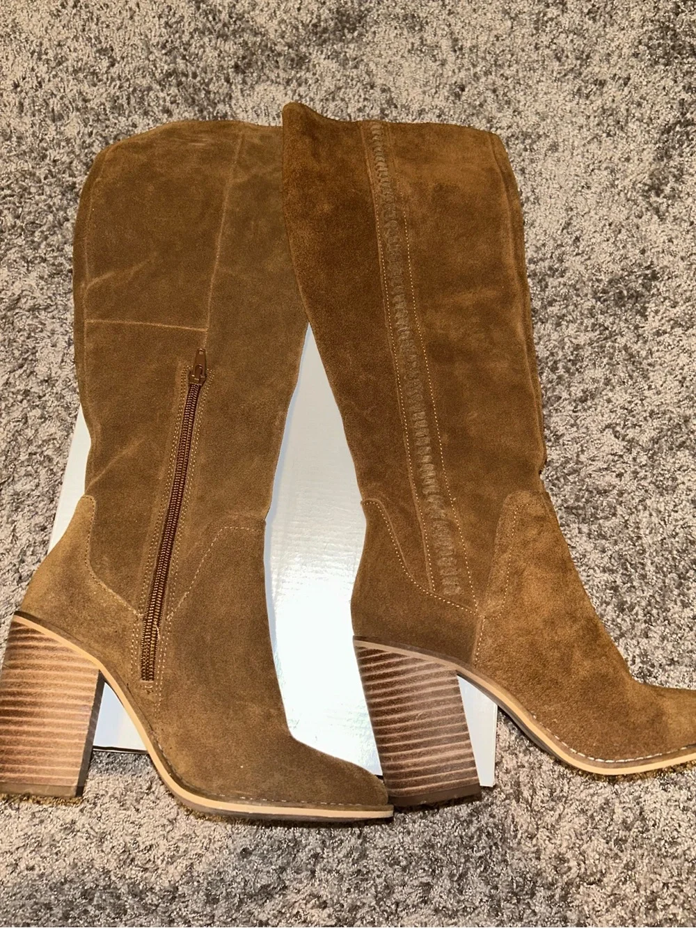 Steve Madden Women's Tan Suede Knee-High Block Heel Boots